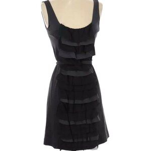 JCrew Womens Tank Dress Black Gray XS Zipper Ruffles Sundress Mini